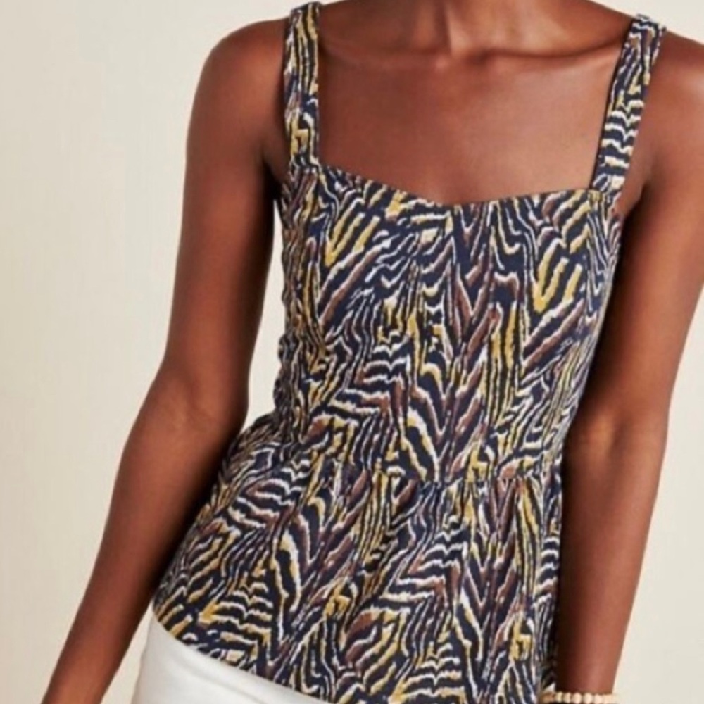 Anthropologie Jaime Zebra Peplum Top Large - image 1